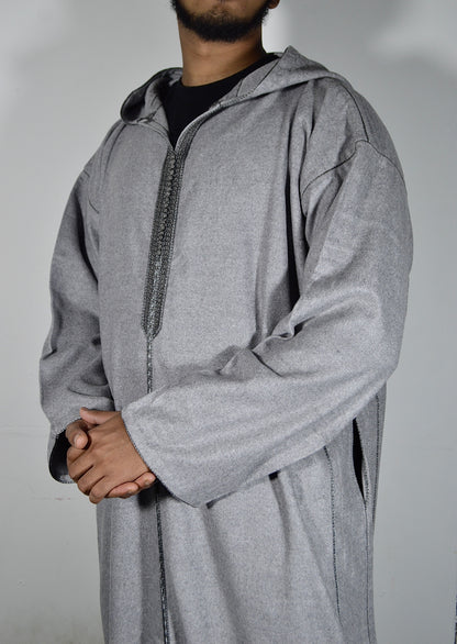 Grey Hooded Djellaba