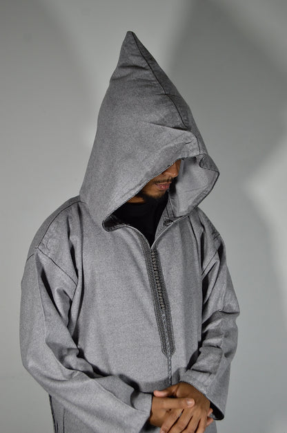 Grey Hooded Djellaba